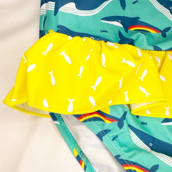 Frugi Whales Print One Piece Bathing Suit Size 2/3Y NWT - Picture 3 of 4